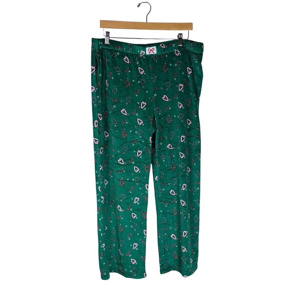 Roudelain Green Candy Cane Heart Lounge Pants Womens XXL Christmas NIB
